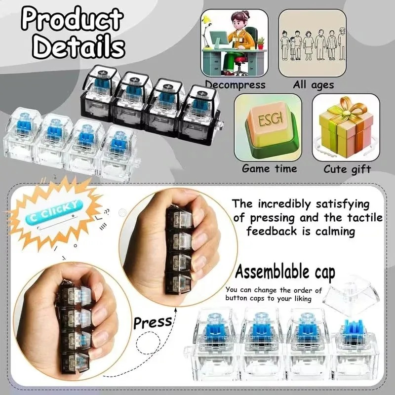 LED Keyboard Keychain Fidget T - огляд і ціна Electronics Gadgets For Kids